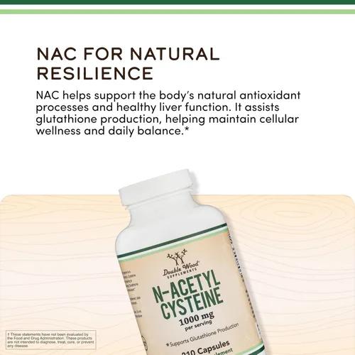 Vista 4 de Suplemento NAC N-acetil cisteína (1,000 mg por porción, 500 mg por cápsula, 210 cápsulas) (probado por terceros) con tecnología de enmascaramiento