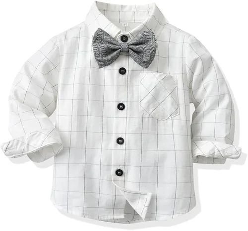 Vista 3 de Moyikiss Studio Conjunto de ropa de caballero de manga larga para niños pequeños y niñas