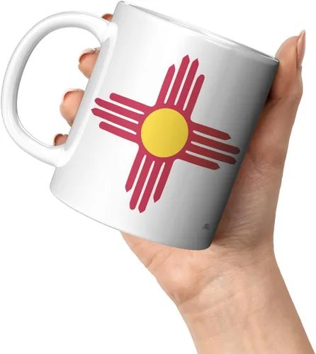 Vista 4 de ODDITEES New Mexico Mug Zia Symbol Taza de café 11oz Blanco
