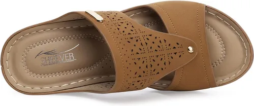 Vista 6 de SHIBEVER Sandalias de cuña para mujer de verano cómoda sandalia de plataforma elegante con punta abierta