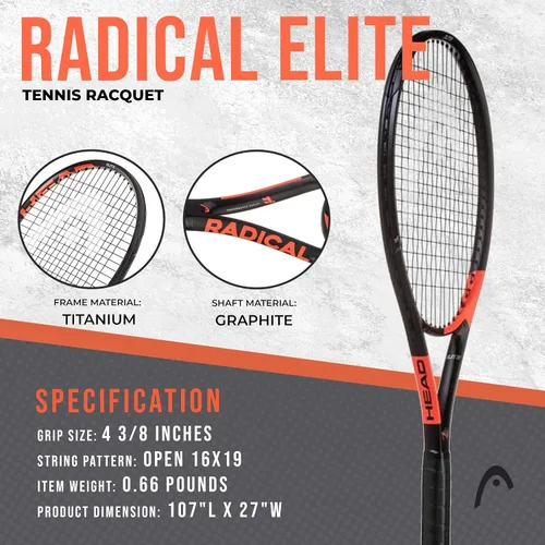 Vista 2 de HEAD Ti. Radical Elite - Raqueta de tenis Pre-encordado