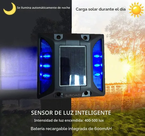 Vista 4 de Luces solares para entrada de vehículos, IP68 impermeables, marcadores de Azul