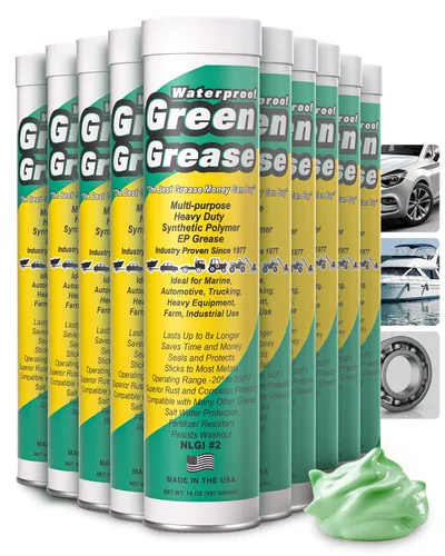 Vista 8 de Tubo de grasa verde ultra resistente (3 onzas, paquete de 3) – NLGI 2, alta temperatura, resistente al agua, grado marino, resistente a