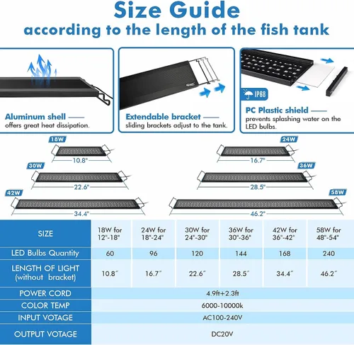 Vista 6 de hygger - Luz de acuario con control remoto avanzado personalizable de espectro completo LED para tanque de peces con modo DIY, predeterminado