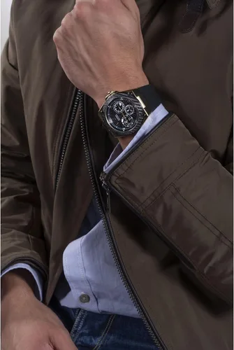 Vista 5 de Guess Reloj de cuarzo para hombre, acero inoxidable Negro/Tono Dorado/Negro