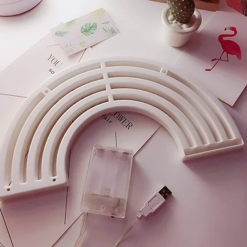 Vista 8 de Luz nocturna arcoíris para niños, letreros LED de neón arcoíris para decoración de pared, decoración de dormitorio, accesorios para el hogar