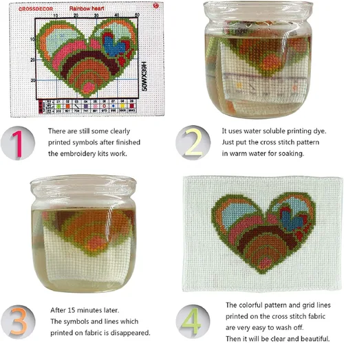 Vista 6 de Dimensean Kits de punto de cruz estampados, gama completa de patrones de bordado, kits de iniciación para principiantes, adultos o niños, kits