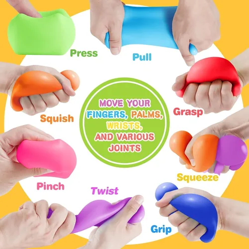 Vista 4 de Fidget Toys - Cubo de estrés, 24 bolas antiestrés a granel para niños y adultos, cubo de estrés de aumento lento, bolas de estrés, bola cuadrada