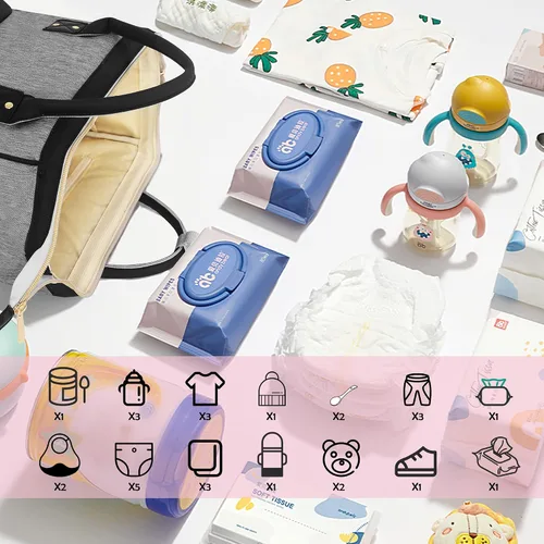 Vista 2 de Mochila para pañales Femuar, multifuncional, para maternidad, bolsa de pañales para bebés, de gran capacidad, para niñas y niños, mochila de viaje