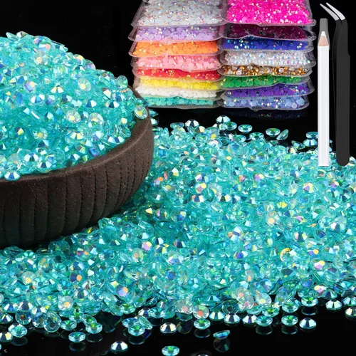Vista 9 de 15000 diamantes de imitación de resina de 0.079 pulgadas a granel, diamantes de imitación de gelatina redondos negros con parte trasera plana, gemas