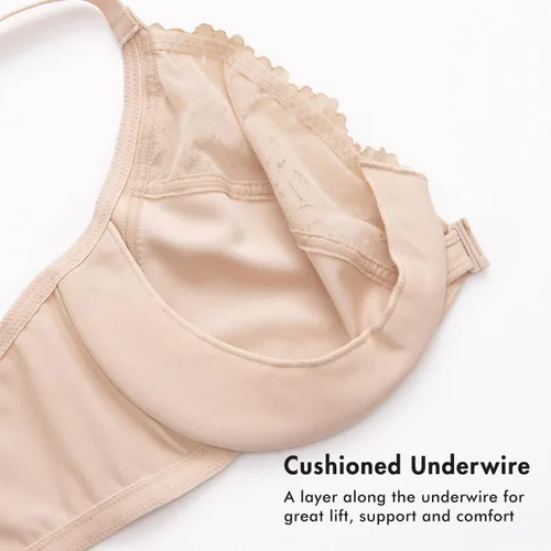 Vista 4 de DELIMIRA Women's Racerback Front Closure Bras Lace Plus Size Full Coverage Underwire Unlined Support Bra