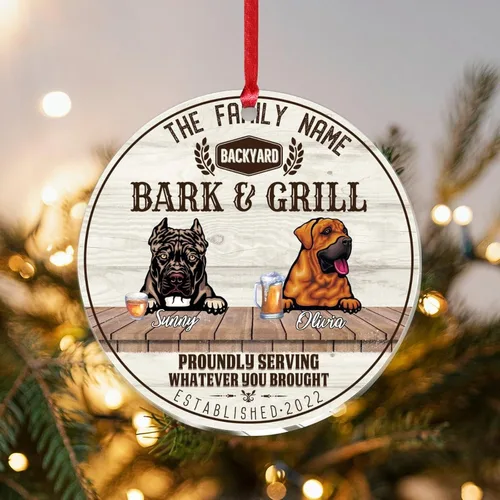 Vista 17 de SILYHEART Christmas Acrylic Ornaments Presa Canario & Pug Bull Dog Christmas Porcelain Ornament Family Dog Name Funny Dog Pet Lovers DIY Christmas