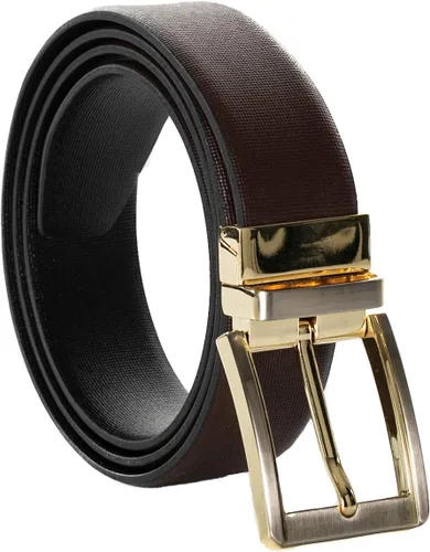 Vista 5 de Cinturón de piel para hombre de Monza, formal y reversible, 1.25 pulgadas de ancho, ambos lados