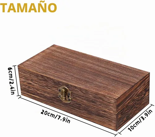 Vista 2 de 2 piezas de cajas de madera con tapa con bisagras, caja de madera pequeña, caja de madera vintage, caja de almacenamiento de madera, cajas