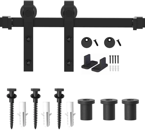 Vista 8 de WINSOON - Kit de accesorios para puerta corredera de estilo granero, estilo antiguo, para puertas individuales/dobles, superficie negra