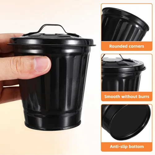 Vista 4 de ULTECHNOVO Bote de basura pequeño con tapa, papelera de escritorio para escritorio, oficina, cocina y maceta, contenedor compacto de basura de mesa