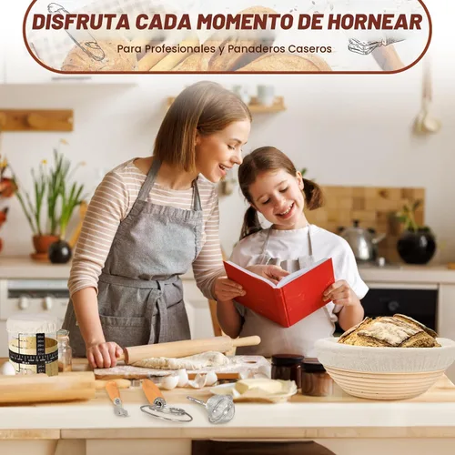 Vista 9 de Kit de inicio de masa madre EWFEN con olla de hierro fundido esmaltada, suministros completos para hornear pan de masa madre, cestas de prueba