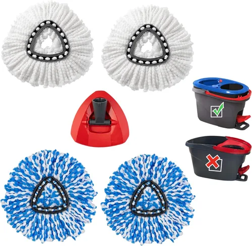 Vista 10 de Paquete de 3 repuestos de microfibra con cepillo limpiador de lechada, cabezal de repuesto de trapeador giratorio fácil de reemplazar, compatible