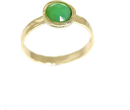 Vista 3 de Anillo de oro de piedras preciosas, anillo de piedra chapada en oro de 14 quilates, anillo de piedra apilable, anillo de oro de piedra pequeña