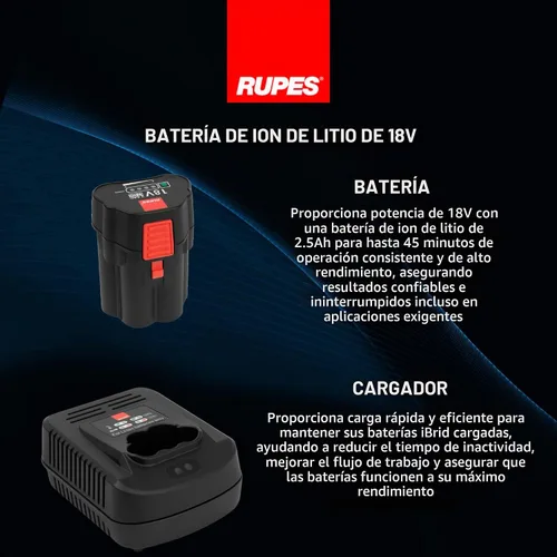 Vista 7 de RUPES BigFoot HLR75 Mini iBrid BETA - Kit de pulido Includes 2 Batteries, Charger, D-A Coarse & Fine Foam Pads & Compounds, Coarse & Medium Wool