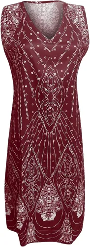 Vista 3 de Vestido para mujer, elegante vestido de dos piezas de gasa sin mangas con encaje de color sólido