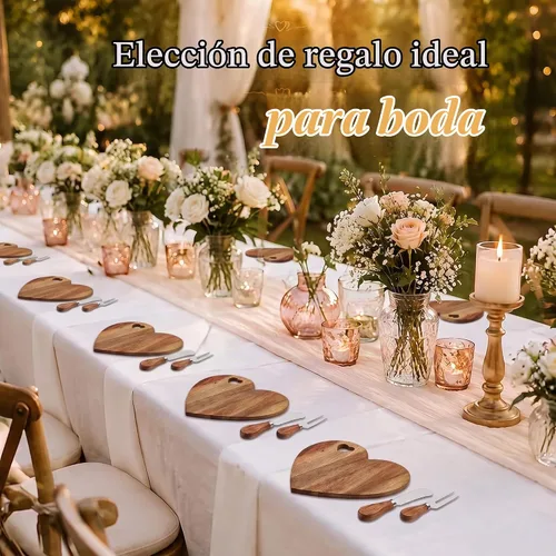 Vista 4 de Patelai 1 Juego de Tabla de Queso en Forma de Corazón para Despedida de Soltera y Baby Shower con Cuchillo, Tabla Mini de Madera para Charcutería