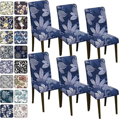 Vista 15 de Fundas para sillas de comedor CoSofSLIP, juego de 2, fundas estampadas elásticas antideslizantes, fundas extraíbles y lavables para sillas