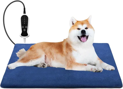 Vista 25 de Almohadilla térmica para mascotas para perro, 9 ajustes de tiempo y tubo protector de metal, añade calentamiento de cuerda de alambre, viene