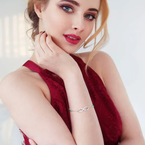 Vista 5 de Billie Bijoux Pulseras de amor infinito para mujer, plata de ley 925, pulsera ajustable con símbolo de amor