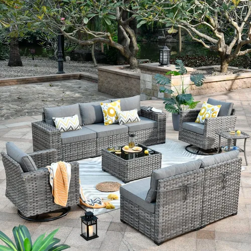 Vista 16 de HOOOWOOO Outdoor Patio Sectional Furniture Sofa Set with Widened Armrest,6 Piece Small Modern Wicker Couch,Modular L Shaped Conversation Seating Set