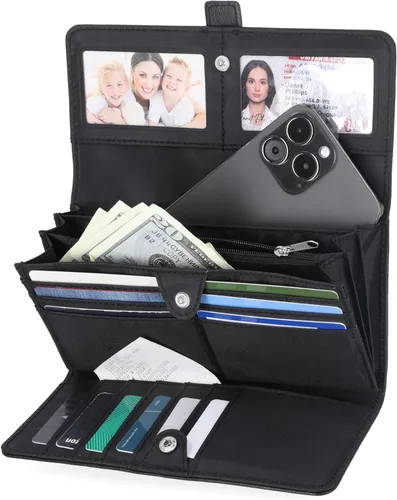 Vista 2 de Mundi - Cartera File Master con bloqueo RFID para mujer, con bolsillo para cambio