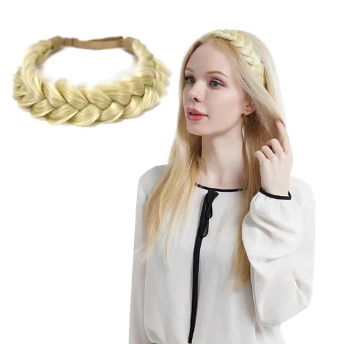 Vista 43 de Diadema Trenzada de 2 Hebras Despeinada Clásica Gruesa Trenzas Anchas Elástica Extensible de Calidad Sintética Diadema Trenzada para Mujeres Niñas