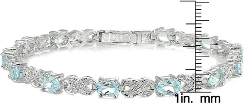 Vista 3 de Ice Gems - Pulsera de plata de ley con gemas auténticas o creadas, infinito X y ovalada