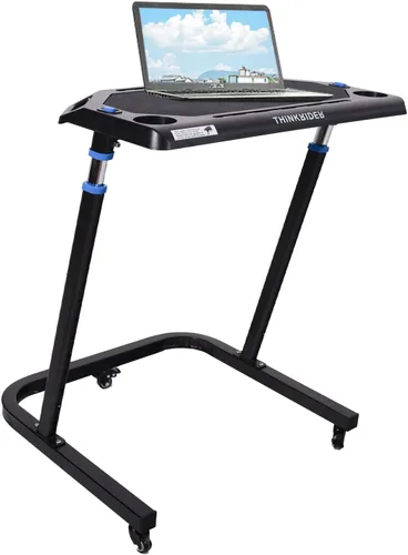 Vista 6 de ThinkRider Escritorio ajustable para bicicleta – Carrito de computadora portátil con ruedas para bicicleta o entrenador estacionario – Ejercicio
