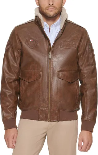 Vista 6 de Tommy Hilfiger Chaqueta bomber de piel sintética para hombre