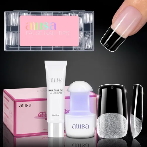 Vista 15 de AILLSA Kit de uñas de gel sólido pegamento para uñas para uñas postizas acrílicas, kit de extensión de uñas de gel con lámpara de uñas