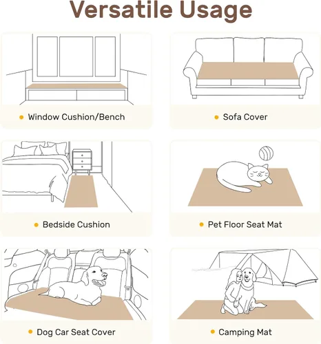 Vista 7 de Funda de sofá para perros, fundas de sofá lavables antideslizantes para sofá de 2 cojines, protector de sofá mullido y tapete de cama para mascotas