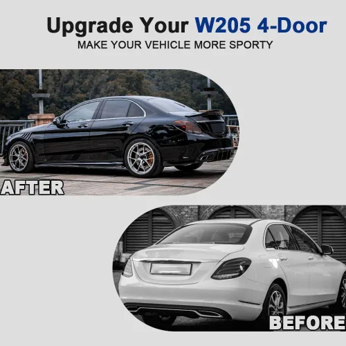 Vista 4 de Alerón de maletero compatible con Mercedes Clase C W205 Sedan 2015-2021, tapa trasera para maletero Highkick Wing Lip Factory Outlet (ABS)