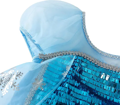 Vista 6 de Aoiviss Elsa Costume for Girls Frozen Princess Dress Birthday Halloween Cosplay