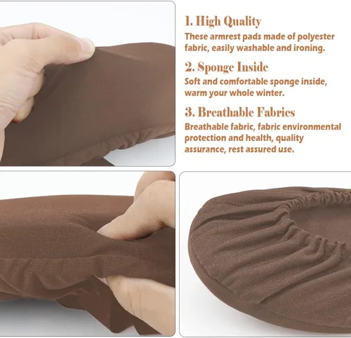 Vista 3 de FERCAISH 2 fundas para brazos para sillas de oficina, extraíbles y de larga duración, elásticas para reposabrazos, almohadillas de esponja lavables