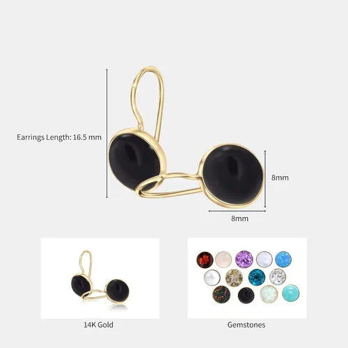 Vista 31 de 14K Gold Gemstone Drop Earrings - Birthstone Dangle - Solid Yellow Gold Dangle Earrings - Dainty Handmade Wedding Jewelry - Perfect Bridal or