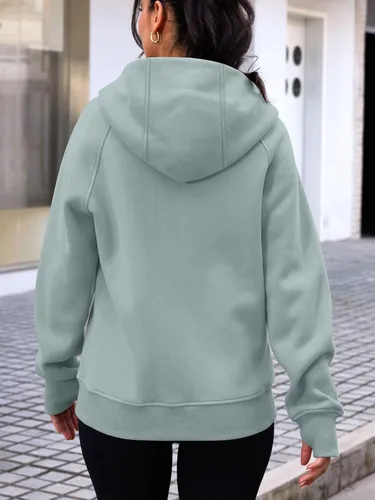 Vista 6 de Trendy Queen Sudaderas con capucha y cremallera para mujer, chaquetas de vellón, talla extragrande, moda de otoño e invierno