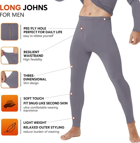 Vista 3 de Thermal Underwear for Men - 2 Pack Sets Ultra Soft Long Johns - Warm Base Layers with Fleece Lined for Cold Weather