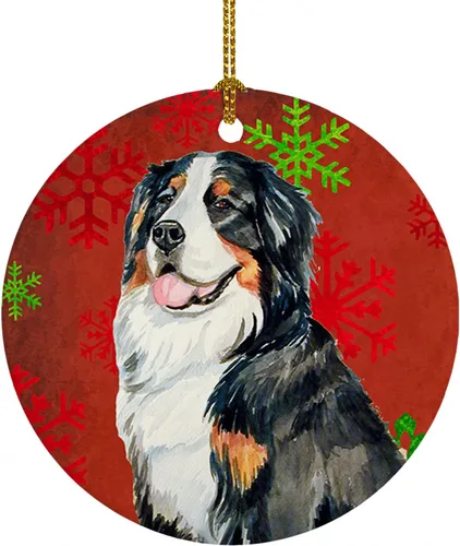 Vista 17 de Caroline's Treasures Affenpinscher - Adorno de cerámica para colgar en el árbol de Navidad con copos de nieve rojos y verdes, para el hogar