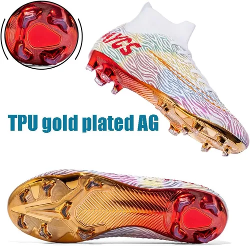 Vista 4 de Botas de fútbol para hombre, zapatos de fútbol, zapatos de punta, zapatos cómodos para adultos, atléticas, al aire libre, interior, competición