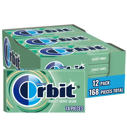 Vista 9 de ORBIT Bubblemint - Caja a granel de goma de mascar de menta envuelta individualmente, sin azúcar, 168 unidades (paquete de 2)