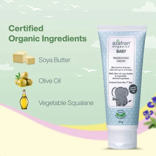 Vista 7 de Azafran Organics Crema nutritiva para bebés, 3.53 onzas, crema hidratante suave con aceite de oliva y escualeno derivado vegetal, sin productos