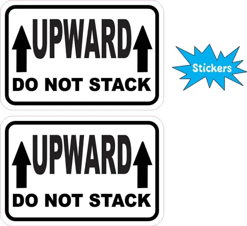 Vista 2 de StickerTalk Adhesivos de vinilo Upward Do Not Stack, 1 hoja de 2 calcomanías, 3 x 2 pulgadas cada una