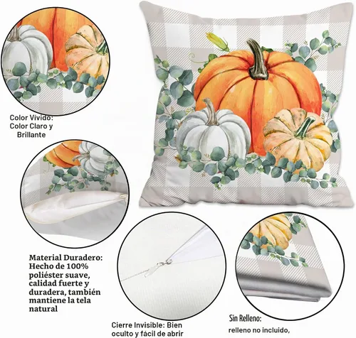 Vista 2 de pinata Juego de 4 fundas de almohada de otoño de 18 x 18 pulgadas