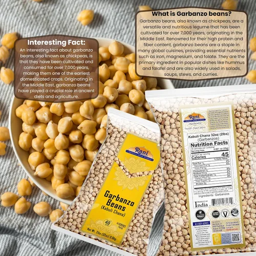 Vista 4 de Rani - Garbanzos (Kabuli Chana) 32oz (2lbs) 908g ~ Completamente naturales Vegano Apto para gluten Sin OGM Kosher De origen indio
